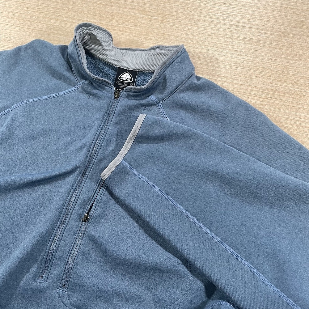 Nike ACG Pullover Mens Large Blue Quarter 1/4 Zip Therma Fit Sweatshirt Fleece